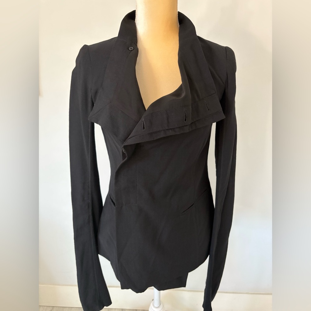 Rick Owens Women’s Black Wool & Nylon Jacket, Sz 40 Italian